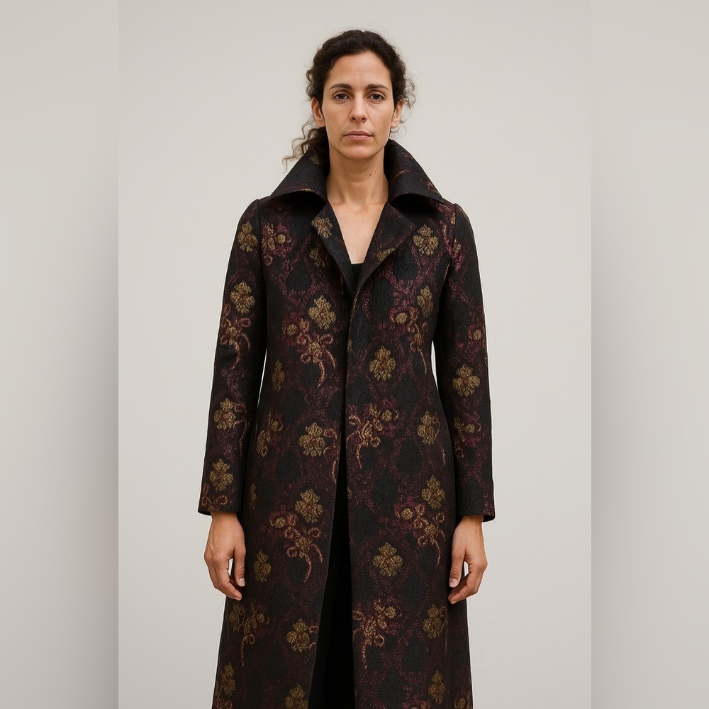 NWOT REVOLVE LPA Brocade Trench Hooded Coat Black Multi S